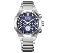 CITIZEN Cronografo Zenshin Senkei Eco-Drive Solar Super Titanium con cinturino in titanio e vetro zaffiro, Blu