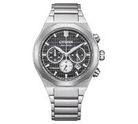 CITIZEN Cronografo Zenshin Senkei Eco-Drive Solar Super Titanium con cinturino in titanio e vetro zaffiro, Nero