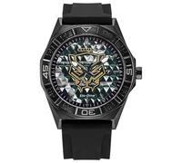 CITIZEN Eco-Drive Marvel Black Panther, cassa in acciaio inox nero da 42 mm con quadrante nero e cinturino in silicone (stile: AW1858-03W)
