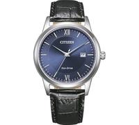 Citizen Eco-Drive Solar, orologio da uomo con cinturino in pelle effetto coccodrillo nero argento/blu AW1780-17L