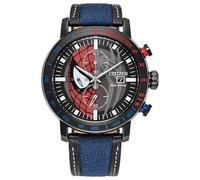 Citizen Eco-Drive Spider-Man Double Vision - Orologio da uomo con cassa in acciaio inox IP nero (modello: CA0855-47W), nero, classico