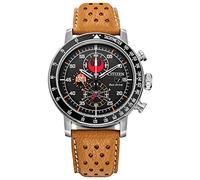 Citizen Eco-Drive Star Wars Men's Watch, Stainless Steel with Orange Leather strap, Rebel Pilot, Silver-Tone, 44mm (Model: CA4478-56L)