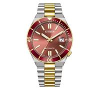 Citizen NJ0234-58X - Orologio automatico da uomo, in acciaio inox, colore argento, quadrante rosso bicolore 40 mm