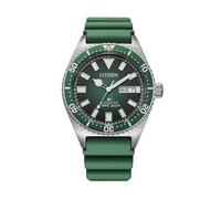Citizen NY0121-09X Men's Promaster Diver Automatic Watch, Green Dial, Green Rubber Strap