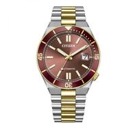 Citizen NJ0234-58X - Orologio automatico da uomo, in acciaio inox, colore argento, quadrante rosso bicolore 40 mm