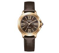 CITIZEN EM1163-09X Orologio da donna Eco-Drive Solar con cinturino in pelle oro rosa/marrone