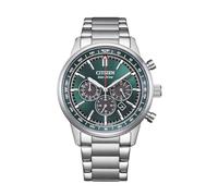 Citizen CA4720-52X Eco-Drive - Cronografo solare da uomo, colore: argento, quadrante verde con cinturino in acciaio inox