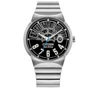 Citizen Orologio da uomo Eco-Drive Star Wars, Millennium Falcon quadrante nero, 3 lancette argentate in acciaio inox (BM7581-59W), Argento, classico