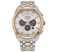 Citizen Orologio da uomo Peyten Eco-Drive da 41 mm bicolore in acciaio inox color oro rosa e cinturino con quadrante argentato (CA4516-59A)