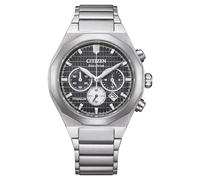 CITIZEN Cronografo Zenshin Senkei Eco-Drive Solar Super Titanium con cinturino in titanio e vetro zaffiro, Nero
