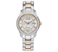 Citizen Orologio Donna Eco-Drive Classic Crystal Acciaio Inossidabile Bicolore Quadrante Argentato, Bicolore E Tono Argento