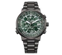 Citizen Radiocontrol AT8304-57W - Orologio Uomo Eco-Drive H800, Radiocontrollato, Acciaio Inox Grigio, Cronografo, Quadrante Verde, 20 ATM