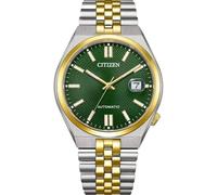 Citizen Tsuyosa 60 NK0024-54X - Orologio meccanico unisex, in acciaio bicolore con quadrante dorato e vetro zaffiro verde, 40 mm