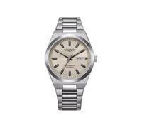 Citizen Vagary by Orologio Uomo Automatico G.Matic 101 IX3-611-11 | Cassa in Acciaio 38mm | Quadrante Avorio (Ivory) a Righe con Day-Date | Meccanica a Vista | Subacqueo 10 ATM