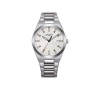 Citizen Vagary by Orologio Uomo Classico Timeless IB9-719-11 | Cassa e Bracciale Acciaio 38mm | Quadrante Bianco a Righe con Datario e Dettagli Neri | Quarzo | WR 5 BAR