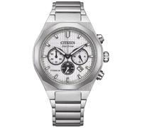 CITIZEN Cronografo Zenshin Senkei Eco-Drive Solar Super Titanium con cinturino in titanio e vetro zaffiro, argento
