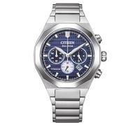 CITIZEN Cronografo Zenshin Senkei Eco-Drive Solar Super Titanium con cinturino in titanio e vetro zaffiro, Blu