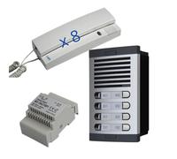 Citofono analogico 4+n per appartamenti - Sistema citofonico completo con piastra esterna, telefoni da incasso e alimentatore - Alta qualità, facile installazione