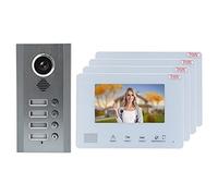 Citofono Con Telecamera, kit videocitofono 2 fili Citofono visivo campanello 7 pollici 2 fili visione notturna citofono di sicurezza 1 telecamera 4 display 100-240 V