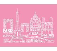 Citography Stampa su Tela Parigi, 60 x 80 cm, Multicolore