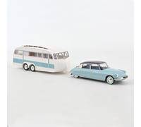 CITROEN DS19 bleu nuage + caravane HENON 1/18 1959