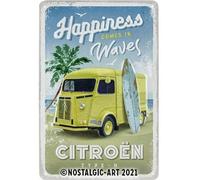 Citroen Type H Insegna Metallo Impresso Happiness Comes In Waves 300mm x 200mm