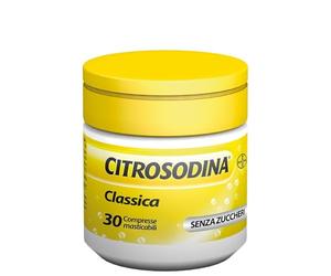 Citrosodina Masticabile Effervescente Digestivo per Digestione Difficile con Acido Citrico e Bicarbonato di Sodio, Senza Zucchero, 30 Compresse Masticabili al Limone