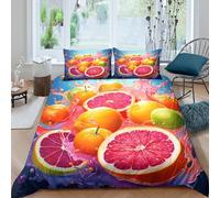 Citrus fruitsSet Di Copripiumino microfibra 3 pezzi motivo 3D con cerniera Vibrant splash art copripiumino con federe soffice ultra morbido for coppie King（220x240cm）