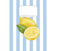 Citrus Sunshine Notebook - Blue & White Striped Cover with Lemon Fruit, 120 College Ruled Pages, 8.5 x 11 Lined Journal for School, Work, or Journaling