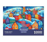 Città 1000 pezzi Gioco puzzle a incastro Serie Piccola Città Colorato e dettagliato scena Grande festivo o riempitivo per età 10+ Gioco puzzle per tutti per donne, regali per uomini70x50cm/1000pcs