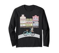 Città accogliente e bici con fiori Maglia a Manica