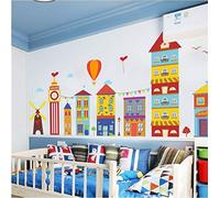 Città colorata Splendidi dintorni Adesivi murali Asilo nido bambini Camera da letto Adesivo da parete rimovibile Murale decalcomania arredamento Decorazione del bambino
