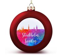 Città colorate Paesaggio Palline di Natale Ornamenti Svezia Stoccolma Rainbow Skyline Decorazioni natalizie Palle per albero per feste di nozze, decorazioni natalizie da appendere per albero