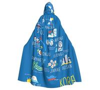 Città coreane e monumenti stampa adulti mantello con cappuccio, abito di Halloween con cappuccio mantello strega strega costume cosplay per uomo donna