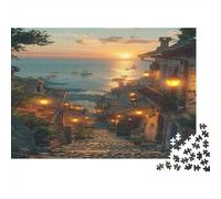 Città costiera Puzzle 1000Pcs Vista mare Decorazione Per La Casa. Rilassamento E Intelligence Per Adulti E Bambini Da 14 Anni 1000pcs (75x50cm)