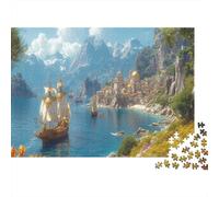 Città costiera Puzzle Per Adulti |Vista mare| 1000pcs (75x50cm) Puzzle Giochi Educativi,decorazioni Per La Casa