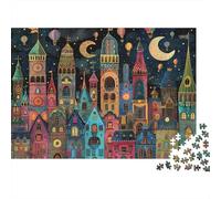 Città da Favola Puzzle 1000 Pezzi Carta per Adulti Scenario Notturno Gioco di Puzzle 1000 Pezzi Relax Decorazione Casa Regalo 52x38cm/1000pcs