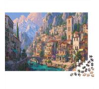 Città da sogno Puzzle 1000Pcs Villa mediterranea Decorazione Per La Casa. Rilassamento E Intelligence Per Adulti E Bambini Da 14 Anni 70x50cm/1000pcs