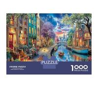Città del canale 1000 Pezzi Puzzle in Cartone Riciclato Con Design Molto Difficile E Attraente Città del canale Colorful Houses per Stimolare La Creatività E Decorare Lo Spazio Interno 70x50cm
