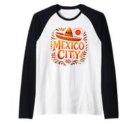 Città del Messico Cappello Messicano Sombrero Turistico Souvenir Viaggiatore Maglia con Maniche Raglan