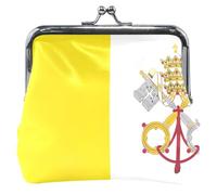 Città del Vaticano Bandiera Personalizzata In Pelle Coin Pouch Donne Ragazza Fibbia Bacio Blocco Carta Cambiare Borsa per Coin, Bandiera Città del Vaticano, classico