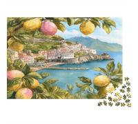 Città della Costiera Amalfitana, Limone Puzzle Sostenibili Con Motivi Per Adulti Da Gioco in Legno Di Alta Qualità 1000pcs (75x50cm)
