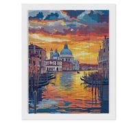 Città dell'acqua di Venezia Pittura Diamante, 5D DIY Diamond Painting Kit Completo, Mosaico Diamanti Painting, Diamantini Crystal Art Hobby Creativi Adulti Natale Decor per Casa Regali 50x70cm I-738
