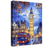 Città di Londra Big Ben Quadri Moderni Quadro Moderno Vista sull'autobus rosso Stampa su Tela Con Cornice Pittura Quadri su tela Decorazioni da Parete Soggiorno Camera da Letto Corridoio 40x60cm