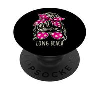 Città di Long Beach Disordinato Hair Bun Ribbon Occhiali da sole Design PopSockets PopGrip Adesivo