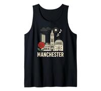 Città, di, Manchester, Orizzonte, iconico, Orologio, e, Pioggia, Nuvole Canotta