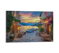 Città di mare estiva Quadri Su Tela Per Soggiorno Stampe D'arte Decorazione Della Parete Per Camera Da Letto Ufficio Sala Da Pranzo Cucina Dipinti Per La Decorazione Domestica 16x24inch(40x60cm)