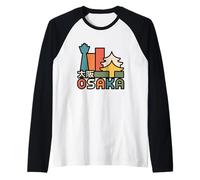Città di Osaka Giappone Viaggi Porta Torii Giapponese Maglia con Maniche Raglan