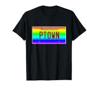 Città di Provincetown Cape cod Massachusetts LGBT Rainbow Pride Maglietta con Stampa Grafica Economica, Uomo, Nero, M