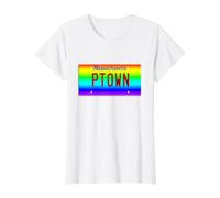 Città di Provincetown Cape cod Massachusetts LGBT Rainbow Pride Maglietta con Stampa Grafica Economica, Donna, Bianco, M